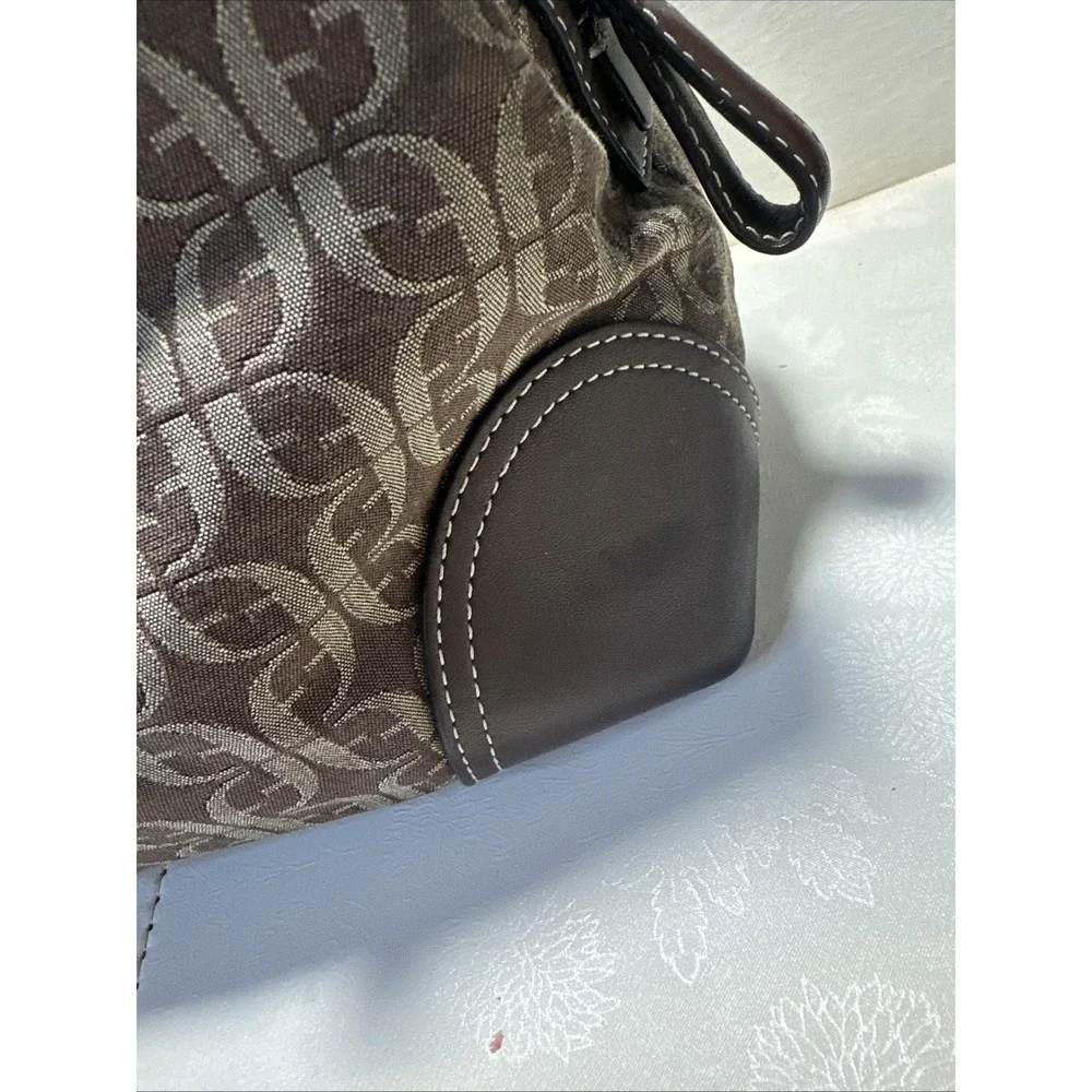 VTG Fossil Brown/tan Signature Canvas Leather Satchel